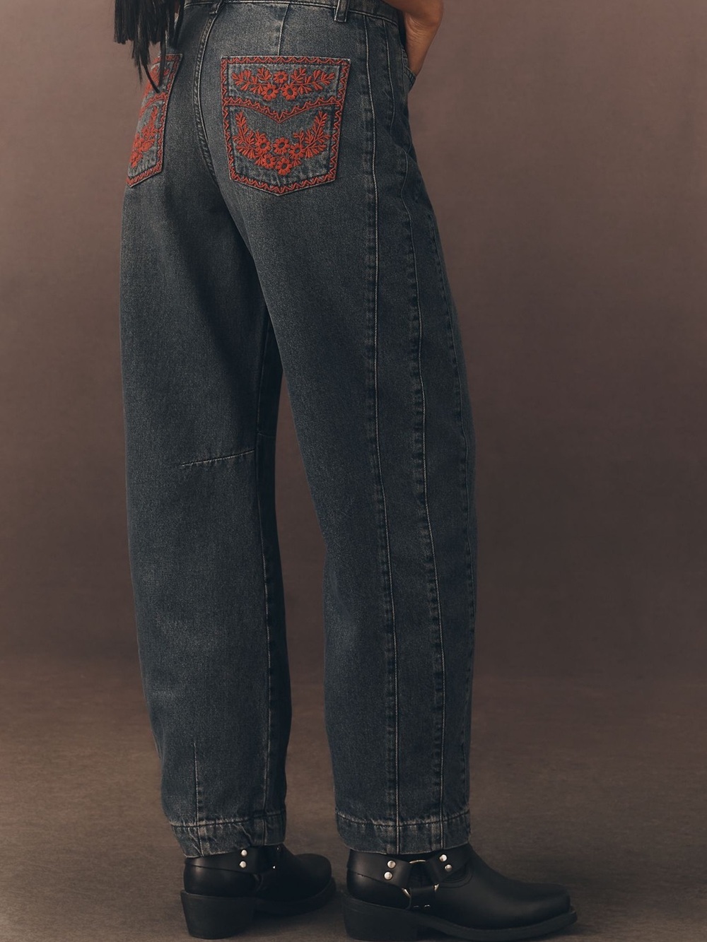 Damson Madder Neve Embroidered High-Rise Straight-Leg Jeans Size 12 - Picture 15 of 16